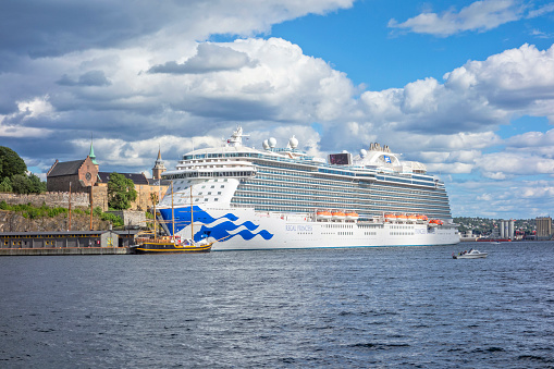 Oslo, Norway - July 16 2017: Cruise ship in Oslo harbour