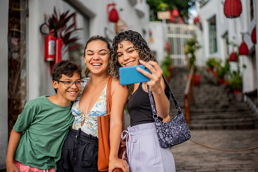 Family taking selfie in the city  - Rio Grande do Norte Brazil