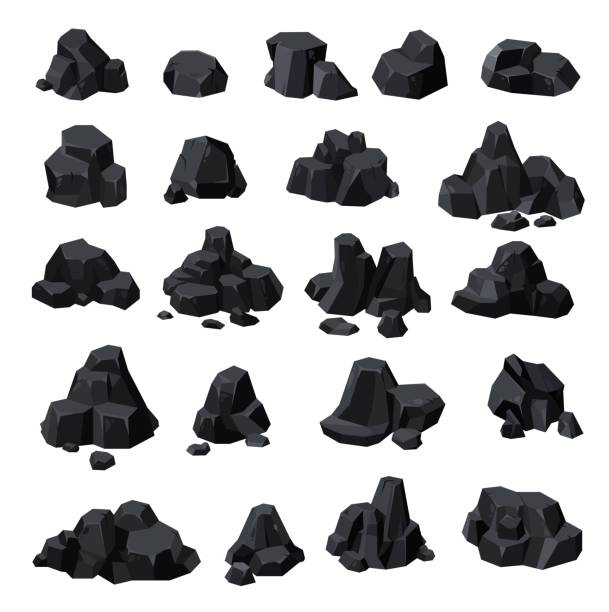 만화 석탄 광석, 검은 숯, 흑연 덩어리 - anthracite coal stock illustrations