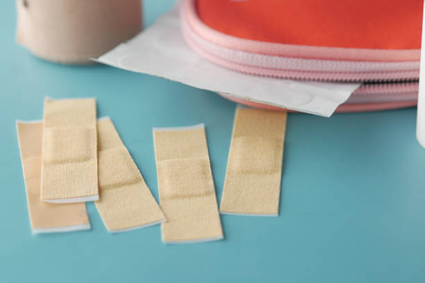 istock adhesive bandage and a bag on table 1401644400