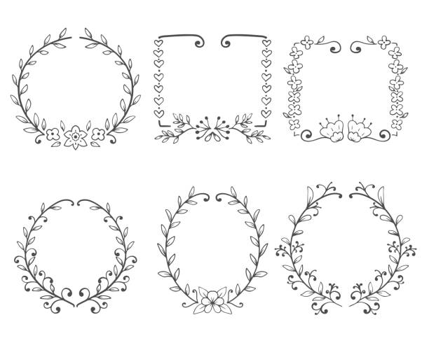 花の装飾が付いている装飾的なフレーム - circle spiral geometric shape drawing compass点のイラスト素材／クリップアート素材／マンガ素材／アイコン素材