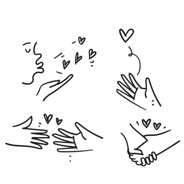illustrations, cliparts, dessins animés et icônes de doodle dessiné à la main amitié et amour illustration liée - valentines day love true love heart shape