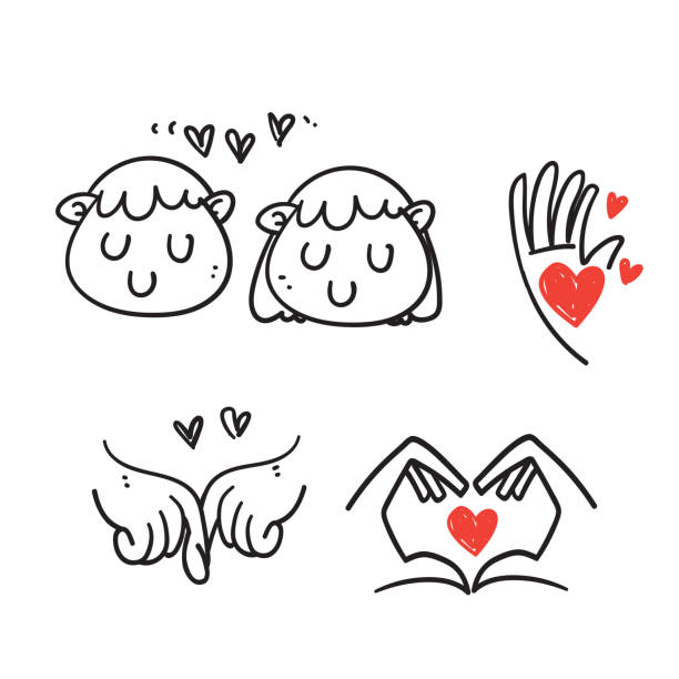 illustrations, cliparts, dessins animés et icônes de doodle dessiné à la main amitié et amour illustration liée - valentines day love true love heart shape