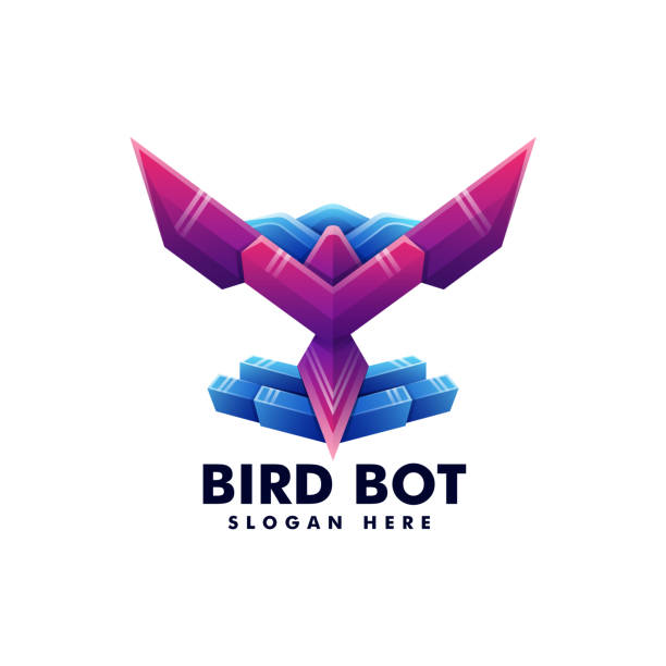 векторная иллюстрация bird bot градиент красочный стиль. - artificial wing wing eagle bird stock illustrations