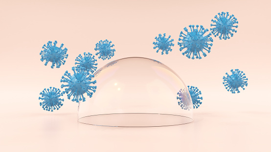 Protective Dome with Viruses. Viral Diseases Prevention Concept
