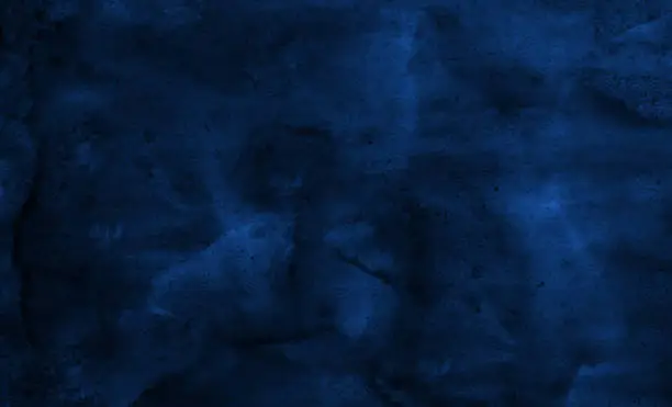 Photo of Black blue abstract watercolor. Dark blue art background with space for design. Spot, blot.
