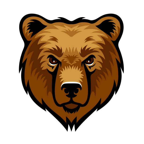 ilustrações, clipart, desenhos animados e ícones de logotipo da cabeça do urso marrom. mascote design criativo. - university education screaming shouting