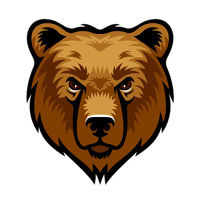 Brown Bear Head Logo. Mascot Creative Design.