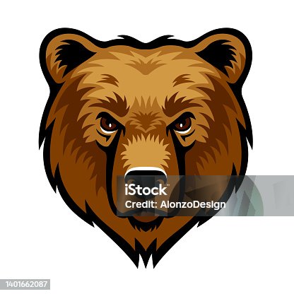 istock Brown Bear Head Logo. Mascot Creative Design. 1401662087