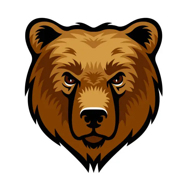 Vector illustration of Brown Bear Head Logo. Mascot Creative Design.