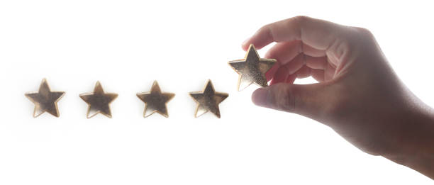 istock Rise on increasing five stars in human hand 1401662971