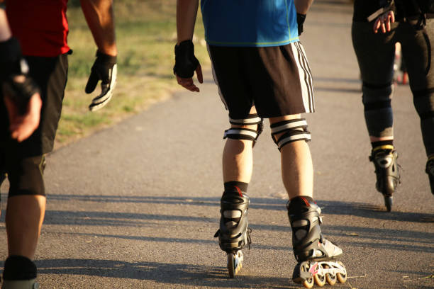 istock Group of roller blader in the evening sun 1401666893