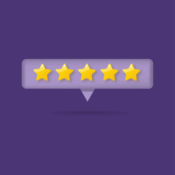 istock Message bubbles with five star rate review customer experience quality service. 3d stars for Game or score. Vector illustration 1401669071