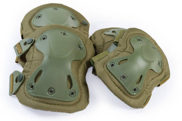 istock Tactical military knee pads and elbow pads on white background 1401669153