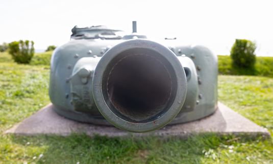 Barrel of a dug in Sherman tank in the Netherlands, used in the cold war