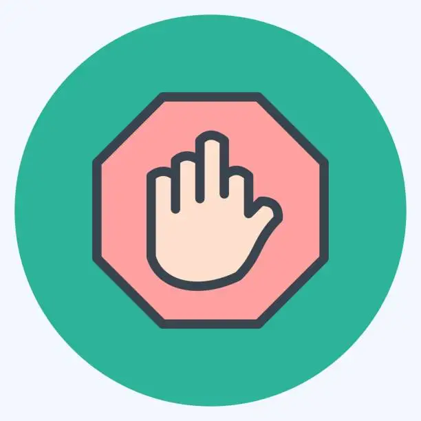 Vector illustration of Icon Stop Hand. suitable for building symbol. color mate style. simple design editable. design template vector. simple illustration