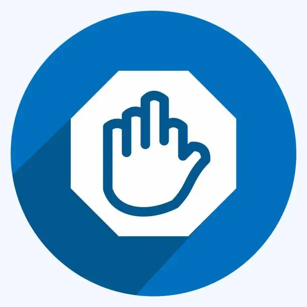 Vector illustration of Icon Stop Hand. suitable for building symbol. long shadow style. simple design editable. design template vector. simple illustration