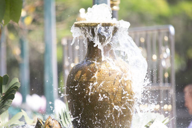 Fountains are commonly used to decorate gardens for beauty and sound of flowing water. It enhances the atmosphere in the house to be pleasant.