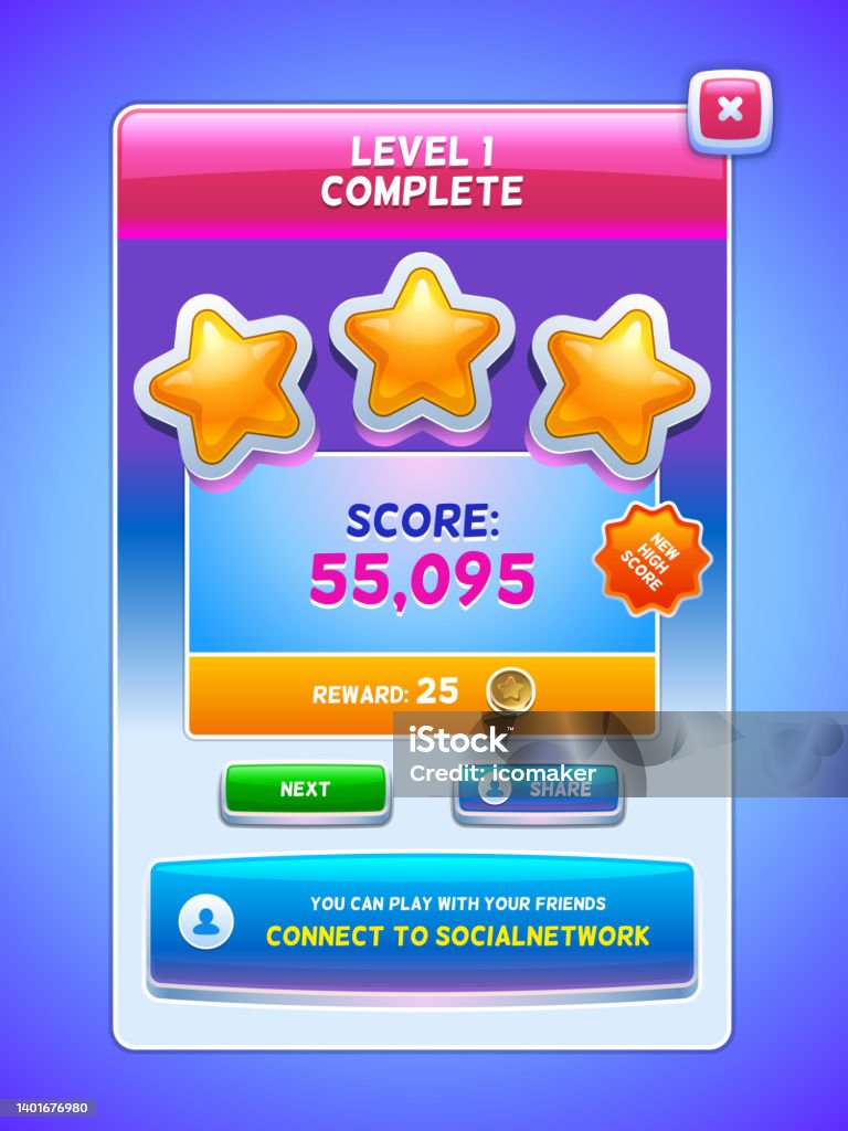 Bonus Level Game Ui Level Complete Screen Stock Illustration - Download Image Now ...