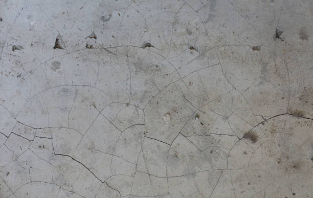 istock Grey weathered cement wall background with cracks. An old concrete wall with grunge texture. 1401678499