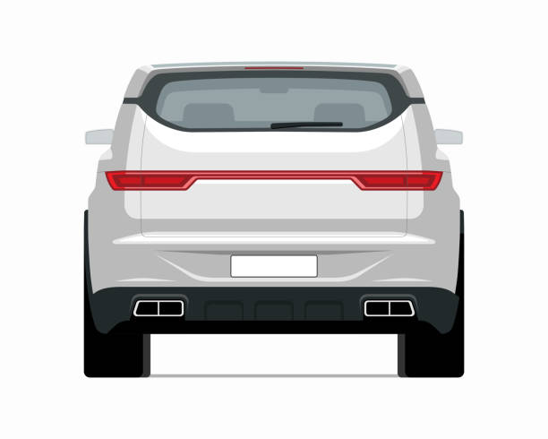 istock Modern SUV car mockup. Rear view of a crossover vehicle isolated on white background. Vector white car template for branding, advertisement, icon placement. Easy editable. 1401678609