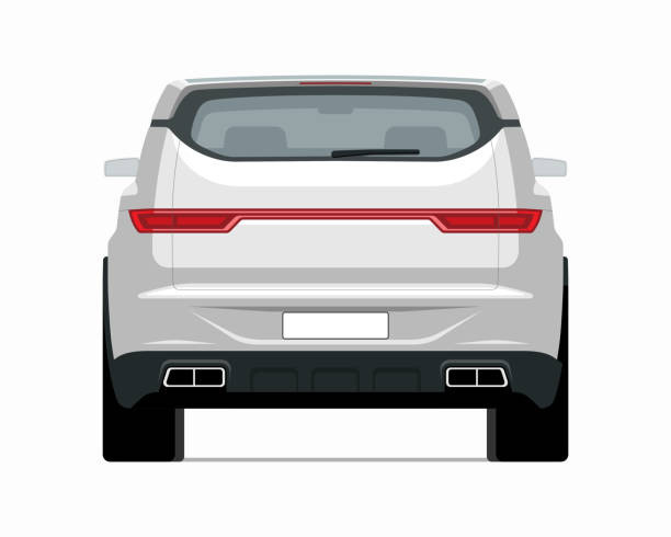 Modern SUV car mockup. Rear view of a crossover vehicle isolated on white background. Vector white car template for branding, advertisement, icon placement. Easy editable. Modern SUV car mockup. Rear view of a crossover vehicle isolated on white background. Vector white car template for branding, advertisement, icon placement. Easy editable. sports utility vehicle stock illustrations