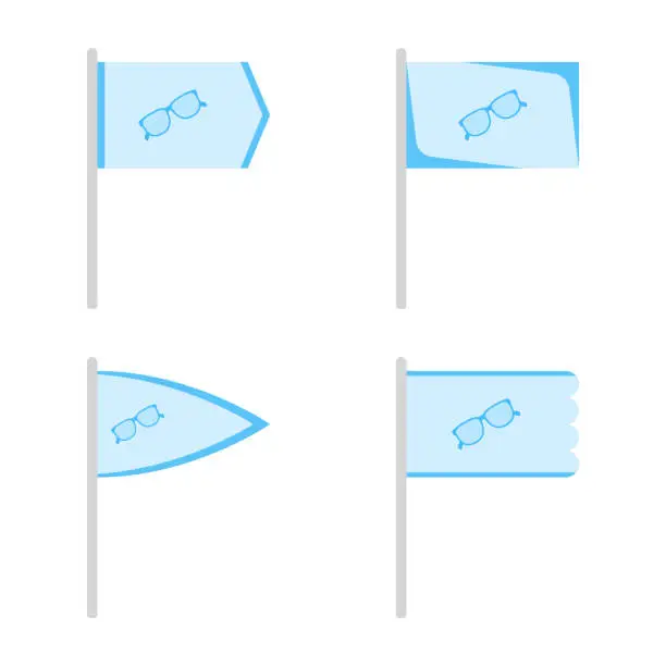 Vector illustration of Set of colored Flags with Glasses