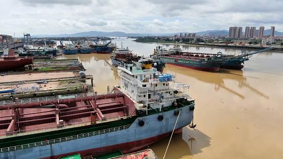 Waterfront area shipyard, Hanoi transport ship
