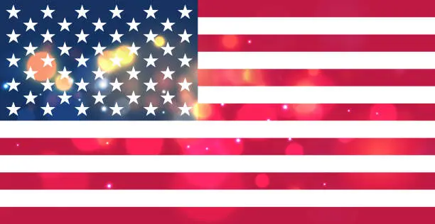 Vector illustration of Abstract flag of the United States of America bokeh background - Vector