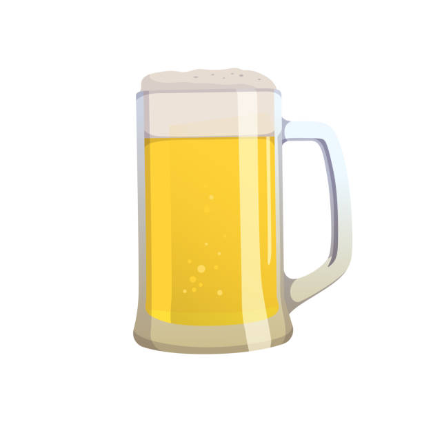 kufel świeżego piwa izolowany na białym tle - vector - beer stock illustrations