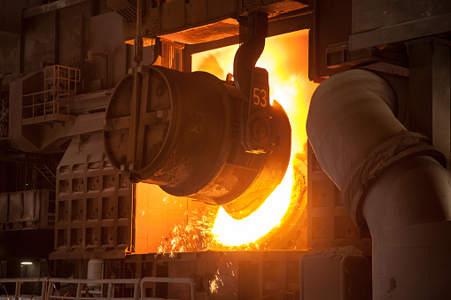 Metal smelting furnace in Chinese steel mills