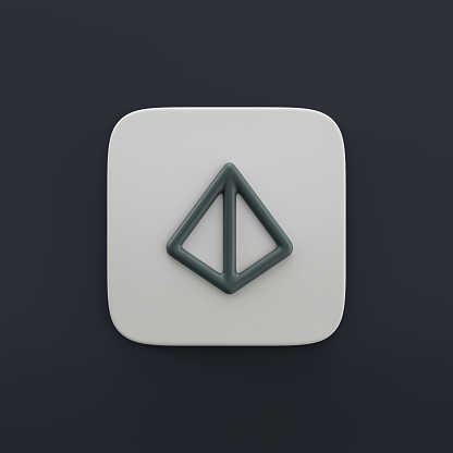3d model 3d icon, outilne design and development icon in grey color on a button shape, 3d rendering, simple outline icon