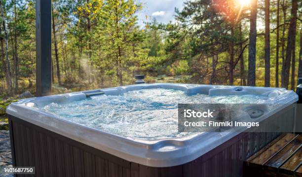 Warm Hot Tub Stock Photo - Download Image Now - Hot Tub, Spa, Autumn