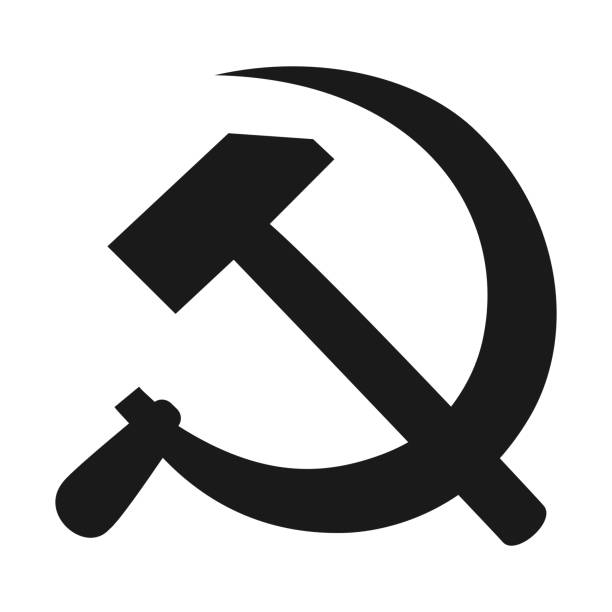 Hammer and sickle high quality vector illustration Vector editable high quality hammer and sickle communist symbol. Left dictatorship and marxism related communication graphic illustration socialist symbol stock illustrations