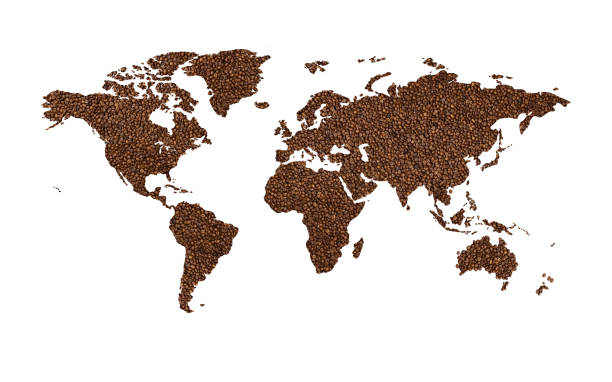 istock World map from roasted coffee beans on a white background. Coffee consumption around the world. Copy space for advertising text 1401695143