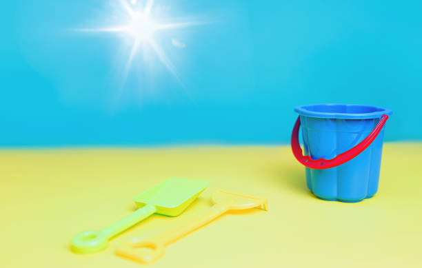 Beach Accessories On Blue and Yellow - Summer Holiday Banner.