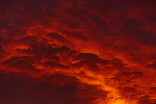 Amazing caption of warm dramatic fire cloudy sky