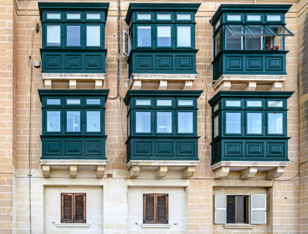 Traditional Maltese Balconies stock photo