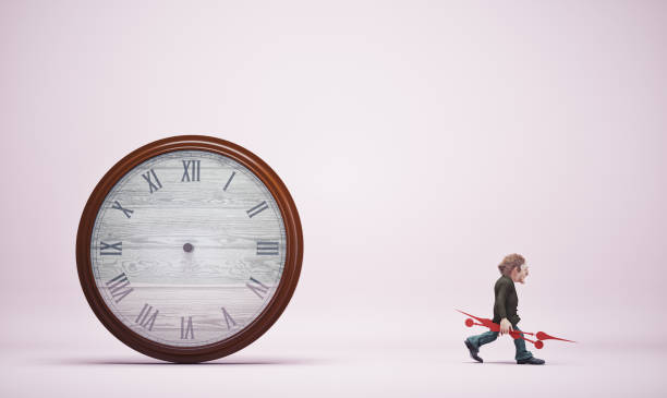 istock Man takes away the clock tongues. 1401700124