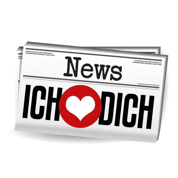 Vector illustration of Ich liebe Dich Zeitung - I love you Newspaper. Eps10 Vector.