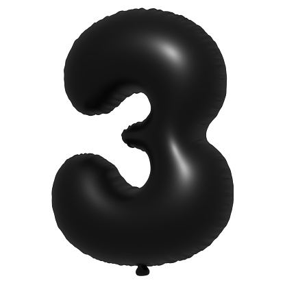 Black Helium Balloon 3d Number 3 Stock Illustration - Download Image