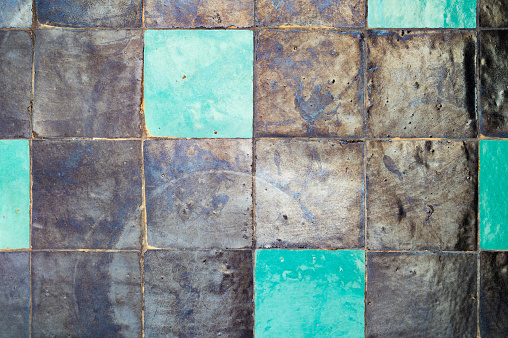 Blue and green handmade tiles pattern