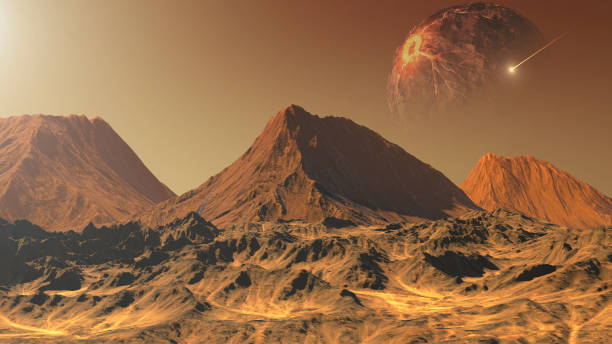 istock Alien red planet with dead star above, 3d illustration 1401710780