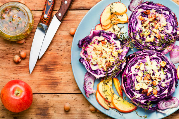 istock Baked vegan red cabbage steaks 1401713129