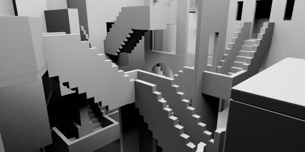 istock purple and white stairs 3d render 1401713281