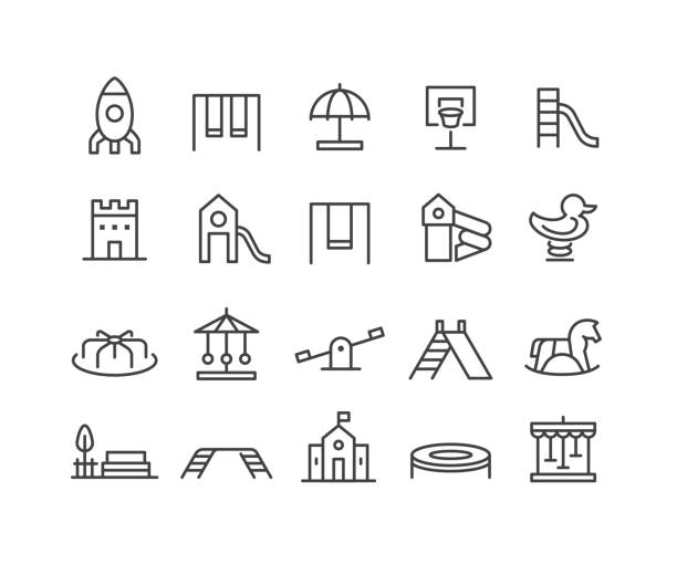 Playground Icons - Classic Line Series Editable Stroke - Playground - Line Icons play equipment stock illustrations