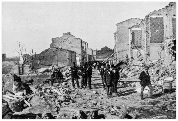 istock Antique photo: Gunpowder magazine explosion in Toulon 1401715635