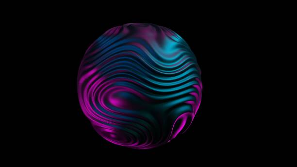 istock Liquid Sphere 3d blue purple light illustration. Abstract morphing sphere. Liquid holographic background 1401715722