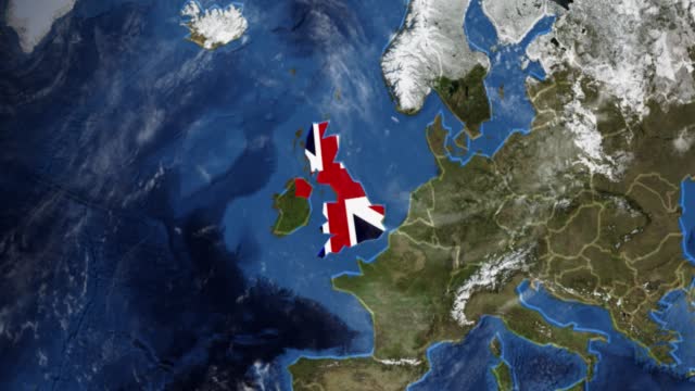 Globe Map of UK with a flag