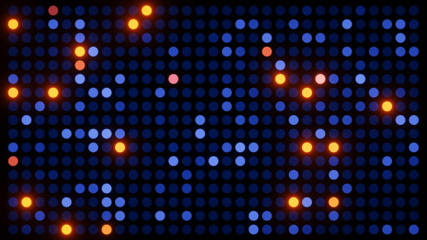 istock Dark pattern of blue and bright orange dots 3d animation loop 1401716759